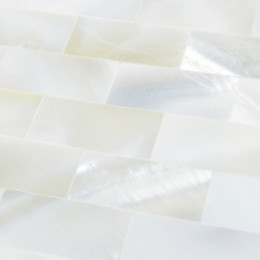 White Mother of Pearl Tile Backsplash Subway Shell Mosaic Seamless Bathroom Wall Tiles (Tile Size: 3/8" x 4/5" x 1/12")