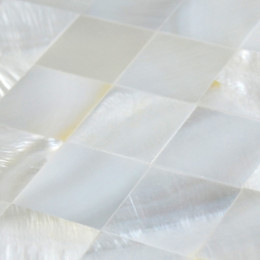 White Mother of Pearl Tile Backsplash Square Shell Mosaic Seamless Bathroom Wall Tiles (Tile Size: 3/5" x 3/5" x 1/12")