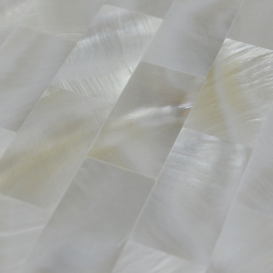 White Mother of Pearl Tile Backsplash Pad Subway Shell Mosaic Seamless Bathroom Tiles (Tile Size: 3/5" x 1-1/5" x 5/16")