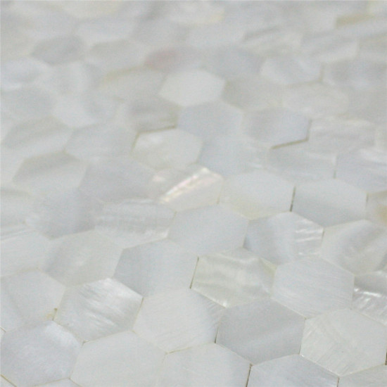 White Mother of Pearl Tile Backsplash Hexagon Shell Mosaic Seamless Bathroom Wall Tiles (Tile Size: 4/5" x 4/5" x 1/12")