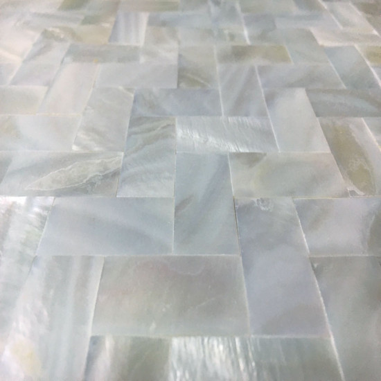 White Mother of Pearl Tile Backsplash Herringbone Seamless Shell Mosaic Bathroom Tiles (Tile Size: 3/5" x 1-1/6" x 1/12")