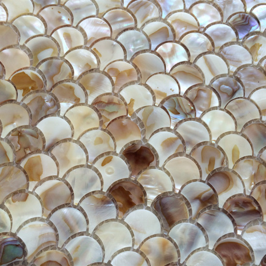Iridescent Mother of Pearl Tile Backsplash Fish Scale Shell Mosaic Kitchen and Bathroom Wall Tiles (Tile Size: 1" x 1" x 1/12“)