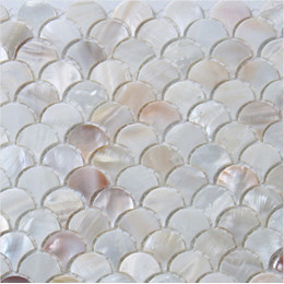 Natural Mother of Pearl Tile Backsplash Fish Scale Shell Mosaic Kitchen and Bathroom Wall Tiles (Tile Size: 1" x 1" x 1/12“)