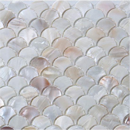 Natural Mother of Pearl Tile Backsplash Fish Scale Shell Mosaic Kitchen and Bathroom Wall Tiles (Tile Size: 1" x 1" x 1/12“)