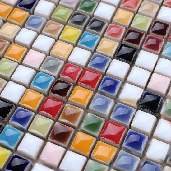 Glazed Porcelain Mosaic Tile Multi-Color Kitchen Backsplash Wall Tiles Ceramic Small Tile Squares