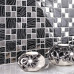 Silver Coated Crystal Backsplash Wall Tiles Black Glass Mosaic Tile Random Patterns for Kitchen and Bathroom