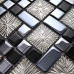 Black and Blue Glass Tile Backsplash Silver Clear Crystal Mosaic Snowflake Patterns Bathroom Wall Tiles