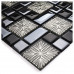 Black and Blue Glass Tile Backsplash Silver Clear Crystal Mosaic Snowflake Patterns Bathroom Wall Tiles