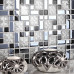 Black and Blue Glass Tile Backsplash Silver Clear Crystal Mosaic Snowflake Patterns Bathroom Wall Tiles