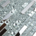Silver Stainless Steel and Glass Backsplash Tiles Zebra Striped Crystal Rhinestone Mosaic Metallic Tile