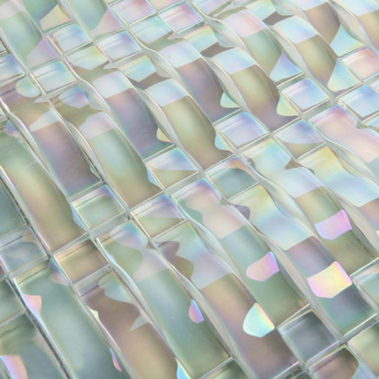 Iridescent Glass Subway Tiles 3d Arched Crystal Wall Tile for Backsplash inKitchen and Bathroom